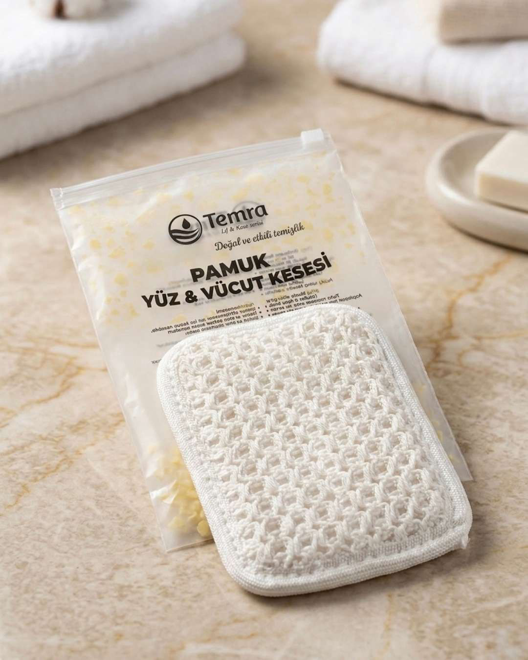 Doğal Pamuk Örgü Yüz ve Vücut Kesesi