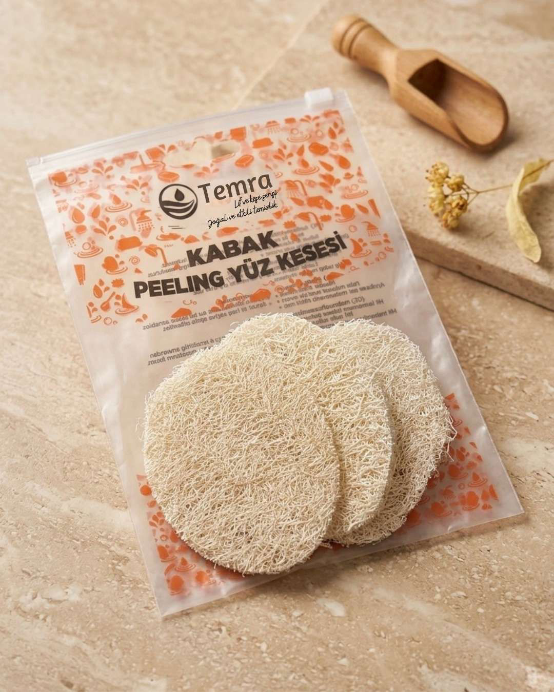 Doğal Kabak Lifi Peeling Yüz Kesesi Seti