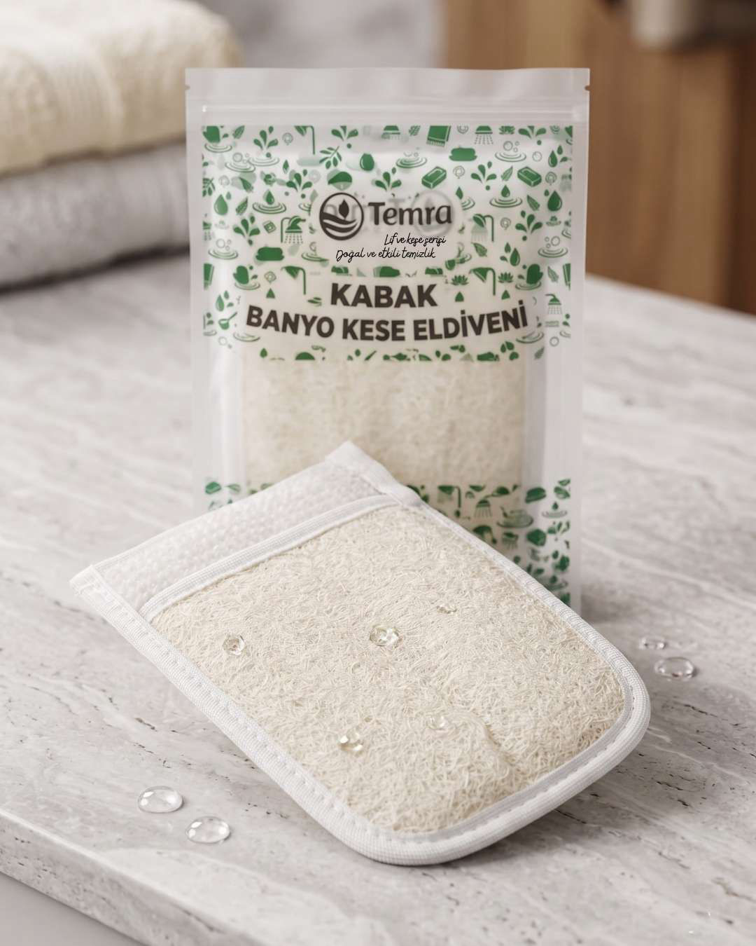 Doğal Kabak Lifi Banyo Kese Eldiveni
